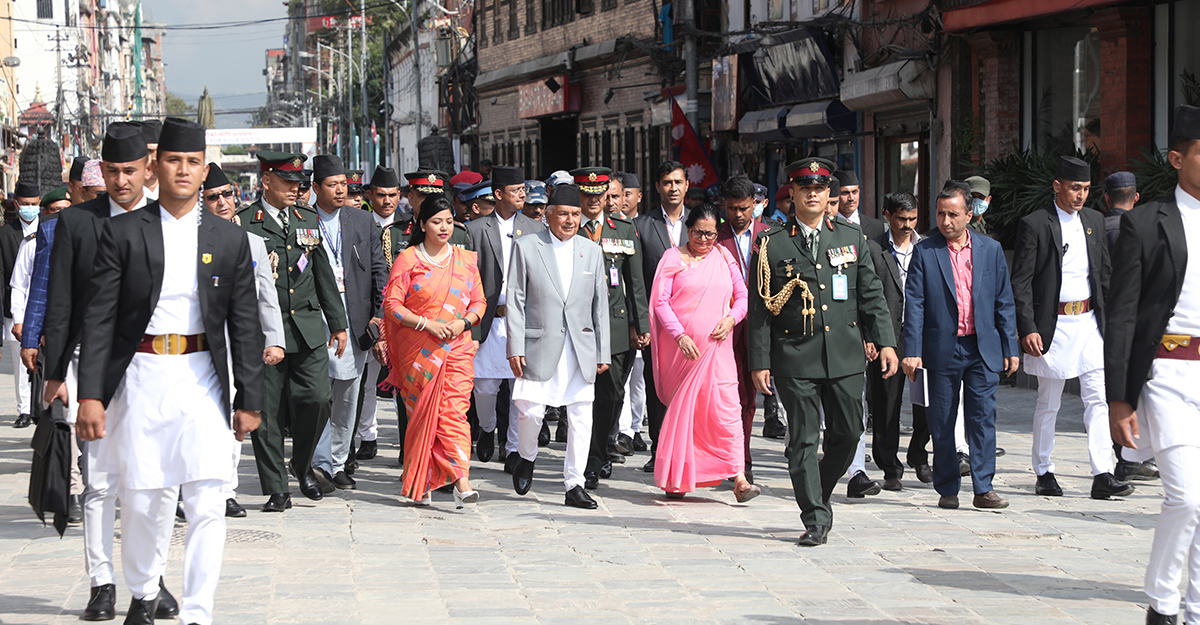इन्द्रजात्राको अवलोकन गर्न राष्ट्रपति  बसन्तपुरमा।