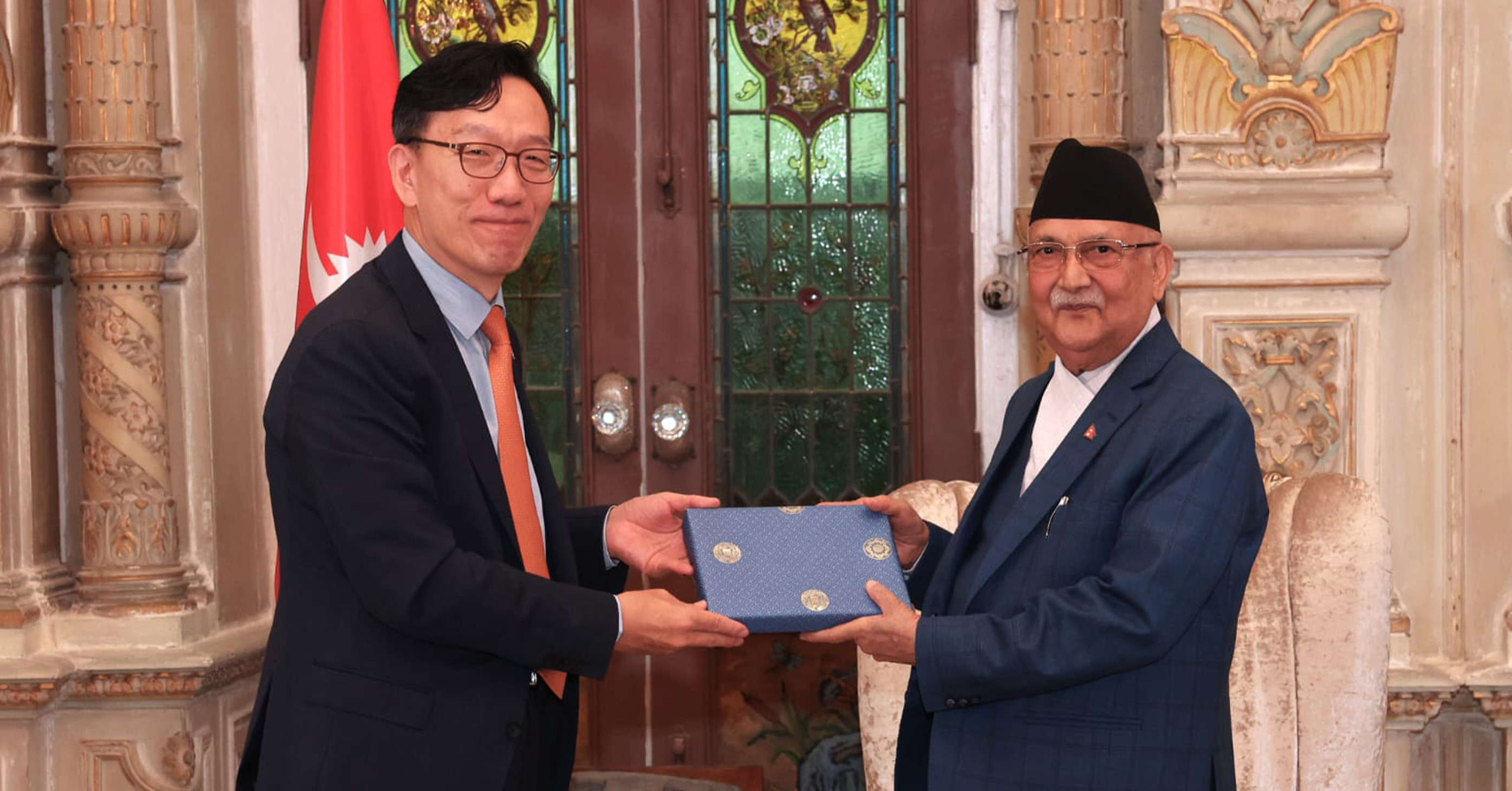 प्रधानमन्त्रीसँग नेपालका लागि दक्षिण कोरियाली राजदूतको शिष्टाचार भेट
