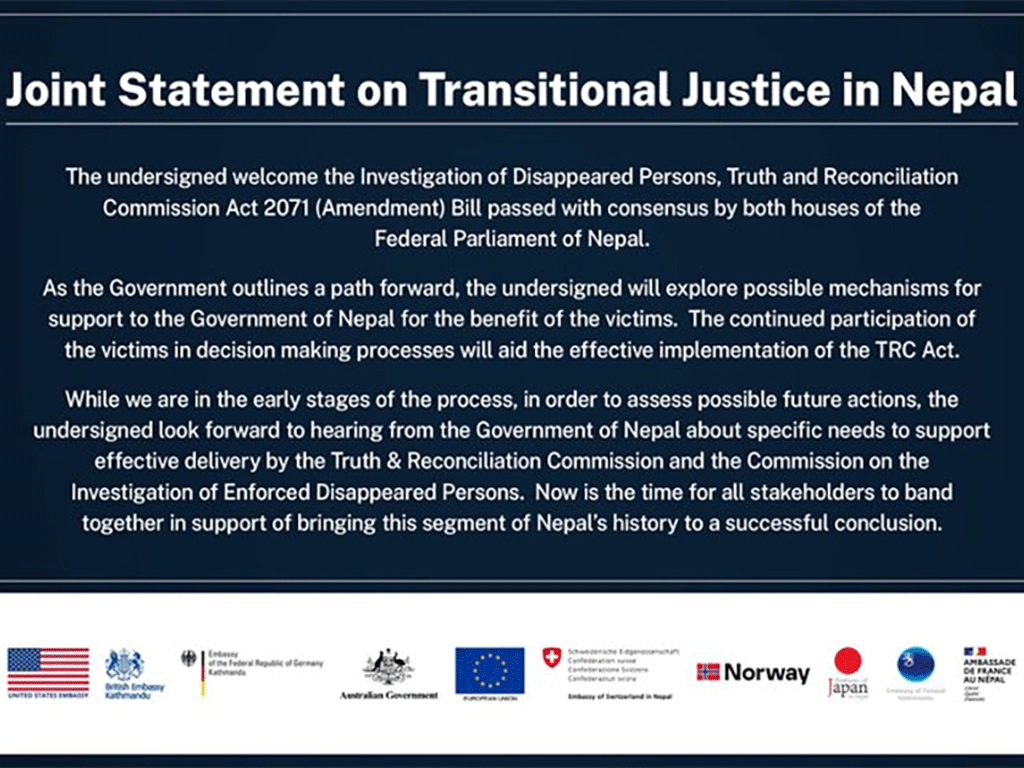 अमेरिकासहित १० देशले गरे टीआरसी विधेयकको स्वागत