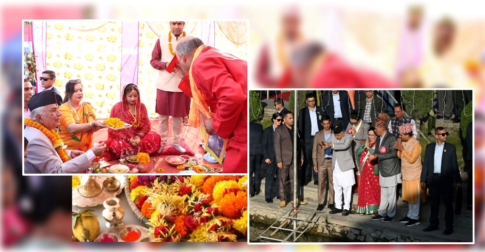 राष्ट्रपति पौडेलद्वारा छठी माताको पूजाआराधना