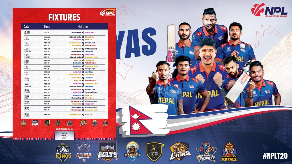 एनपीएलको खेल तालिका सार्वजनिक