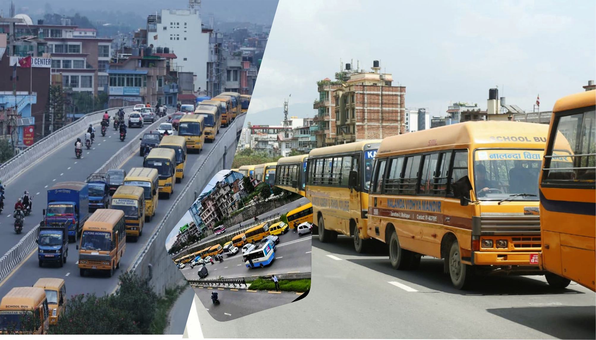 निजी सञ्चालकहरूले गरे विद्यालयहरुको बससहितको विरोध बस र्याली