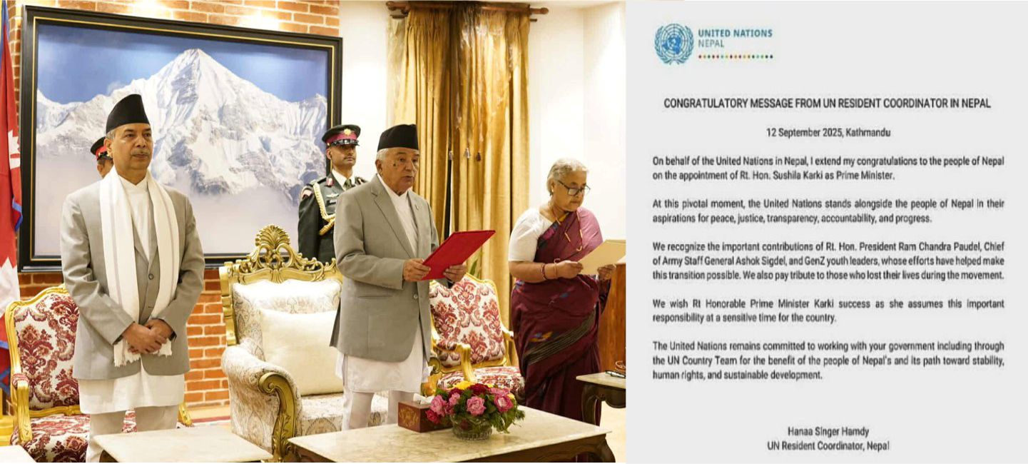 नवनियुक्त प्रधानमन्त्री कार्कीलाई संयुक्त राष्ट्रसंघको बधाई
