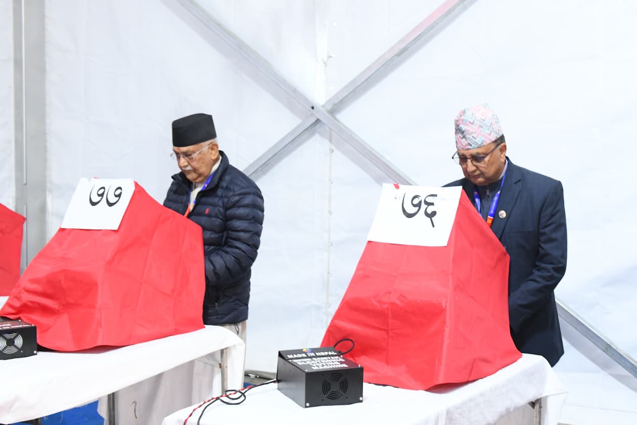 एमाले महाधिवेशनः मतदान सकियो, २२२७ मत खस्यो