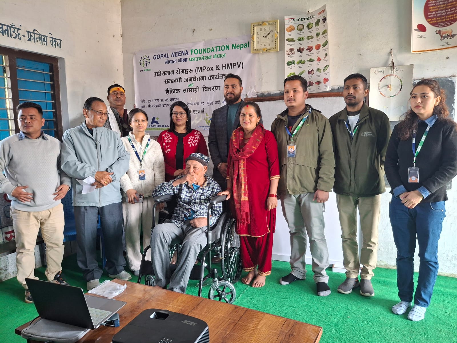 गोपाल–नीना फाउण्डेशनद्वारा स्वास्थ्य सचेतनासंगै शैक्षिक सामाग्री र व्हिल चियर वितरण